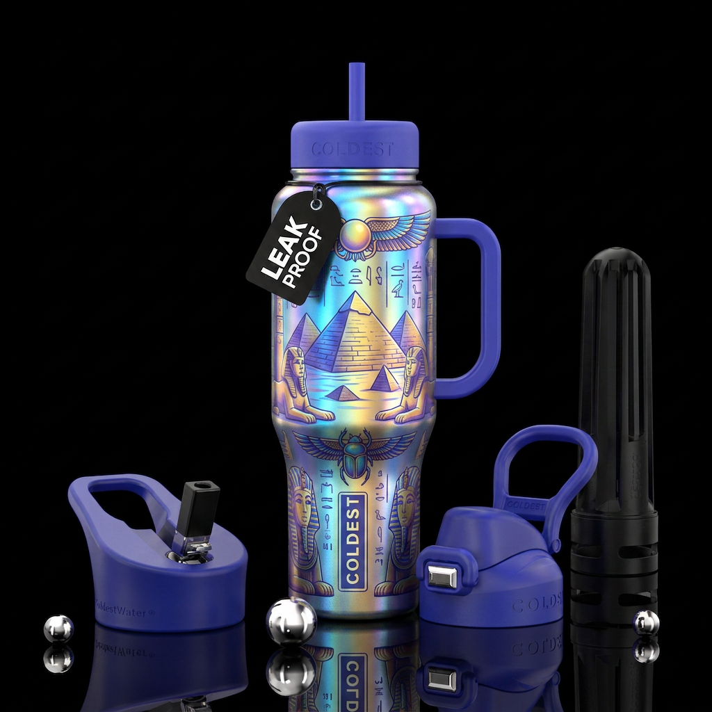 holographic,, egyptian, hidden realm water bottle design