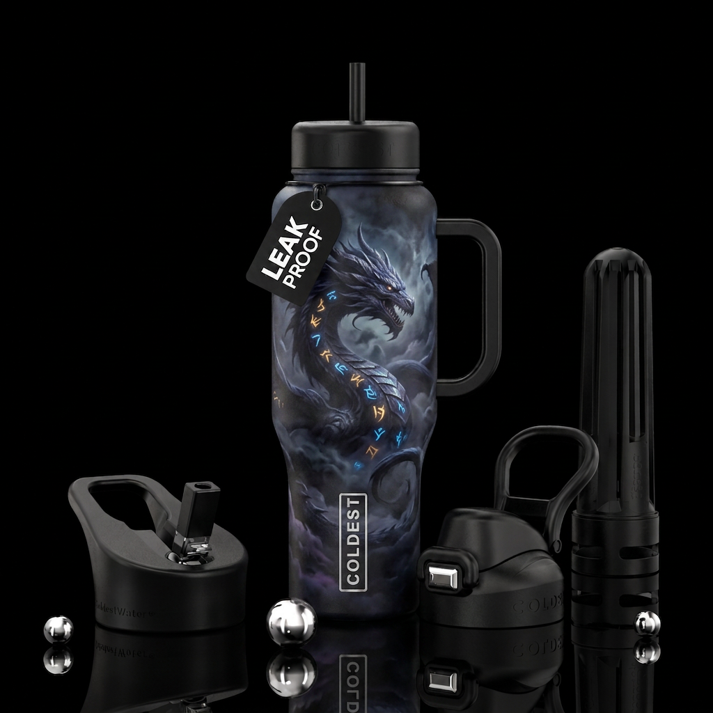magical, fantasy, dragon, magic, haunted, smoke, d... water bottle design