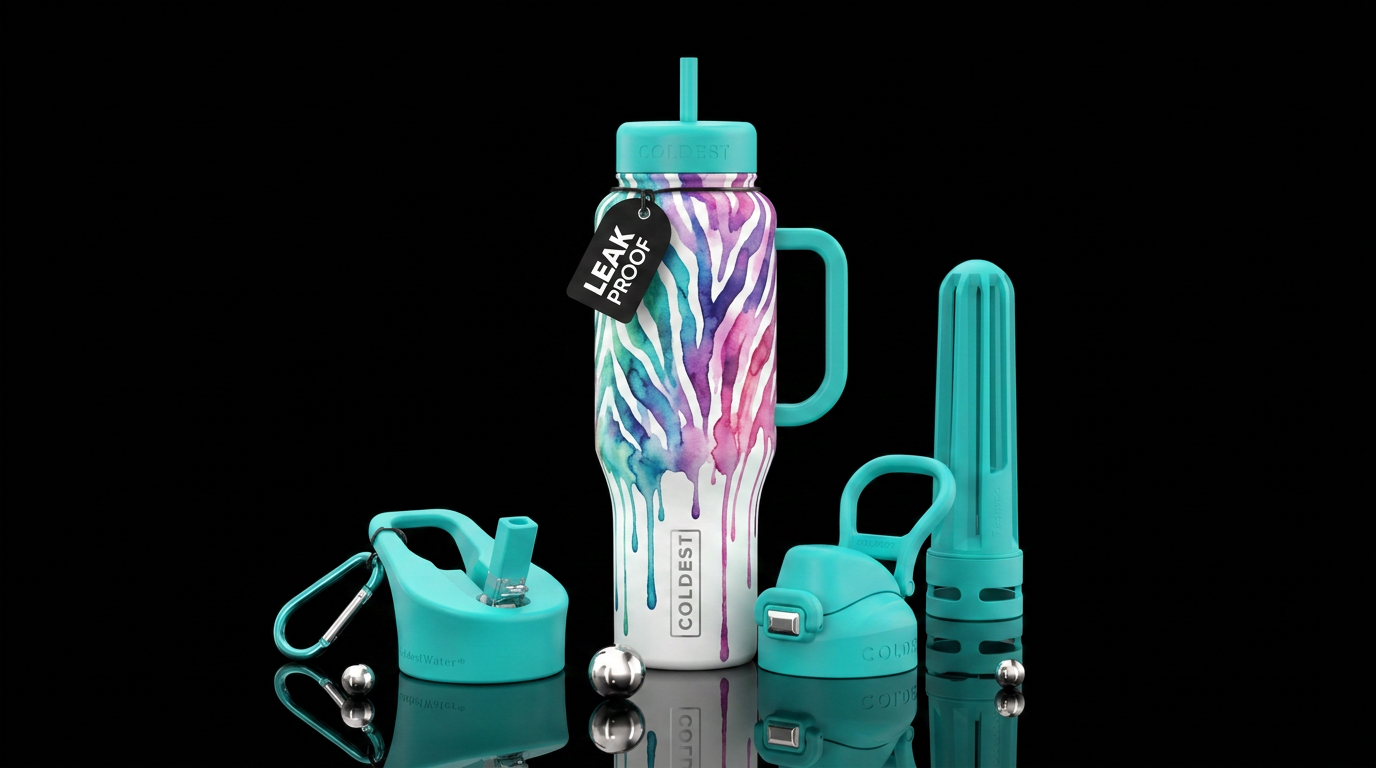 dripping, watercolor, zebra water bottle design