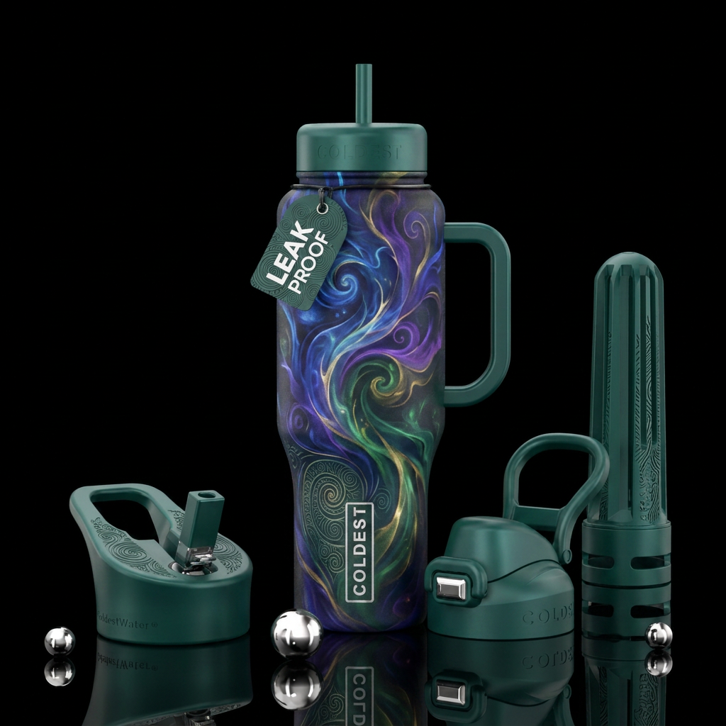swirls, spirals, magic water bottle design