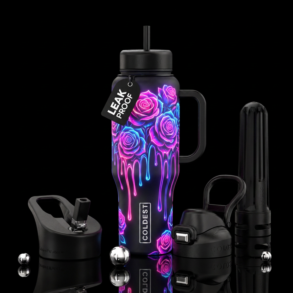 neon rose water bottle design