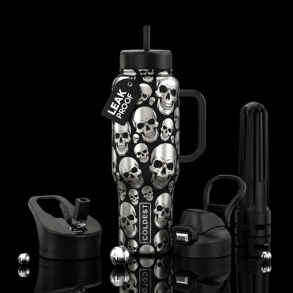 Skulls water bottle design