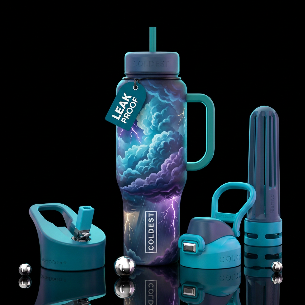 Clouds, rain, storm water bottle design