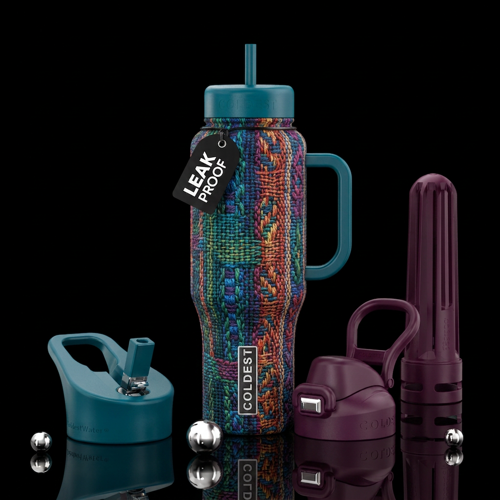woven, rustic, seamless water bottle design