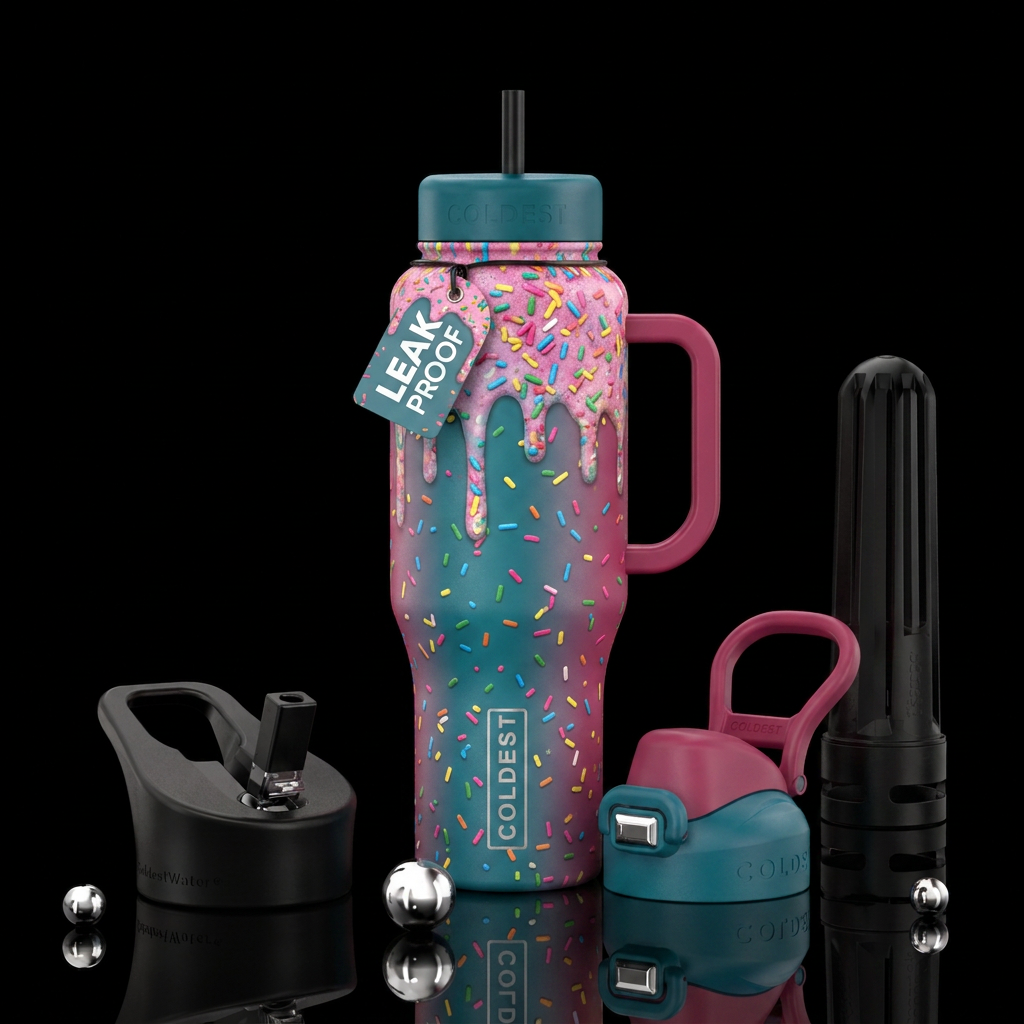 Dripping with sprinkles water bottle design
