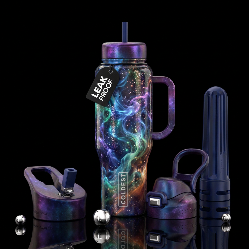 smoke, shiny, sparkly, glowie water bottle design