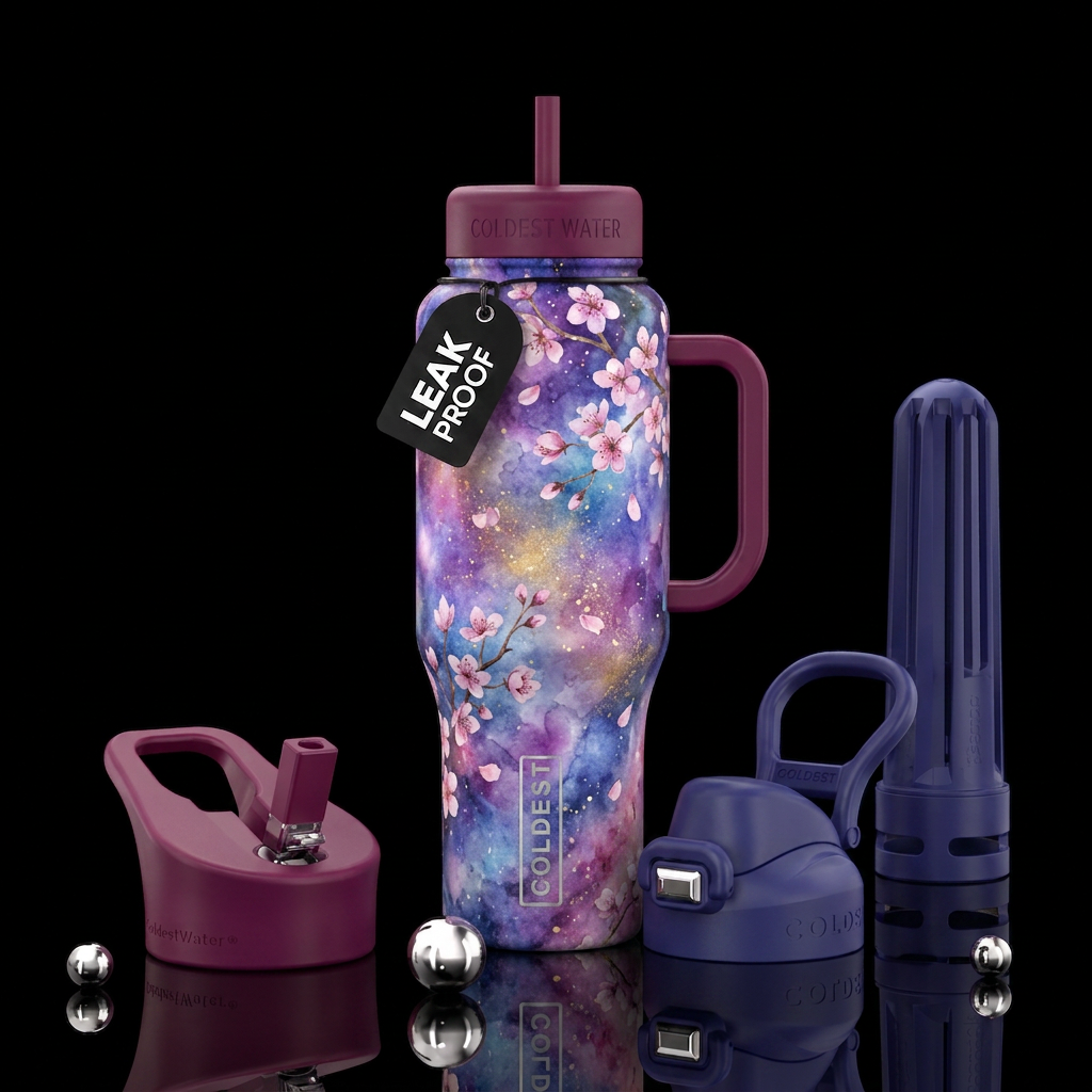 Cherry blossom Galaxy water bottle design