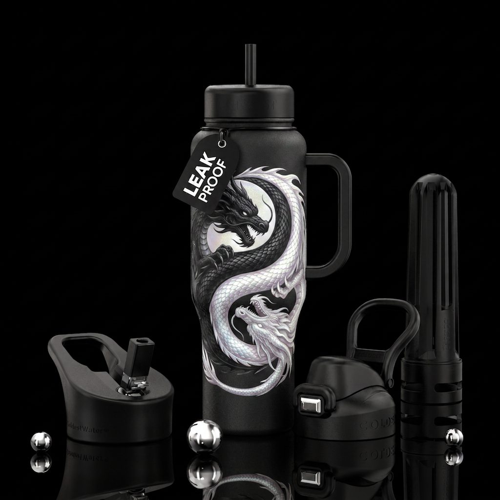 dragon yin yang 1 water bottle design