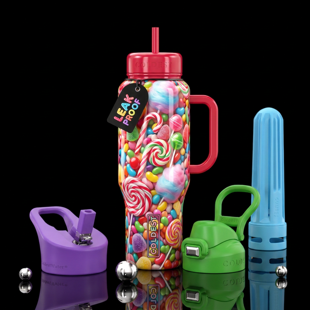 Candy wonderland water bottle design