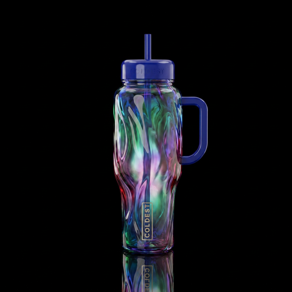 glass blowing, shiny, glowie water bottle design