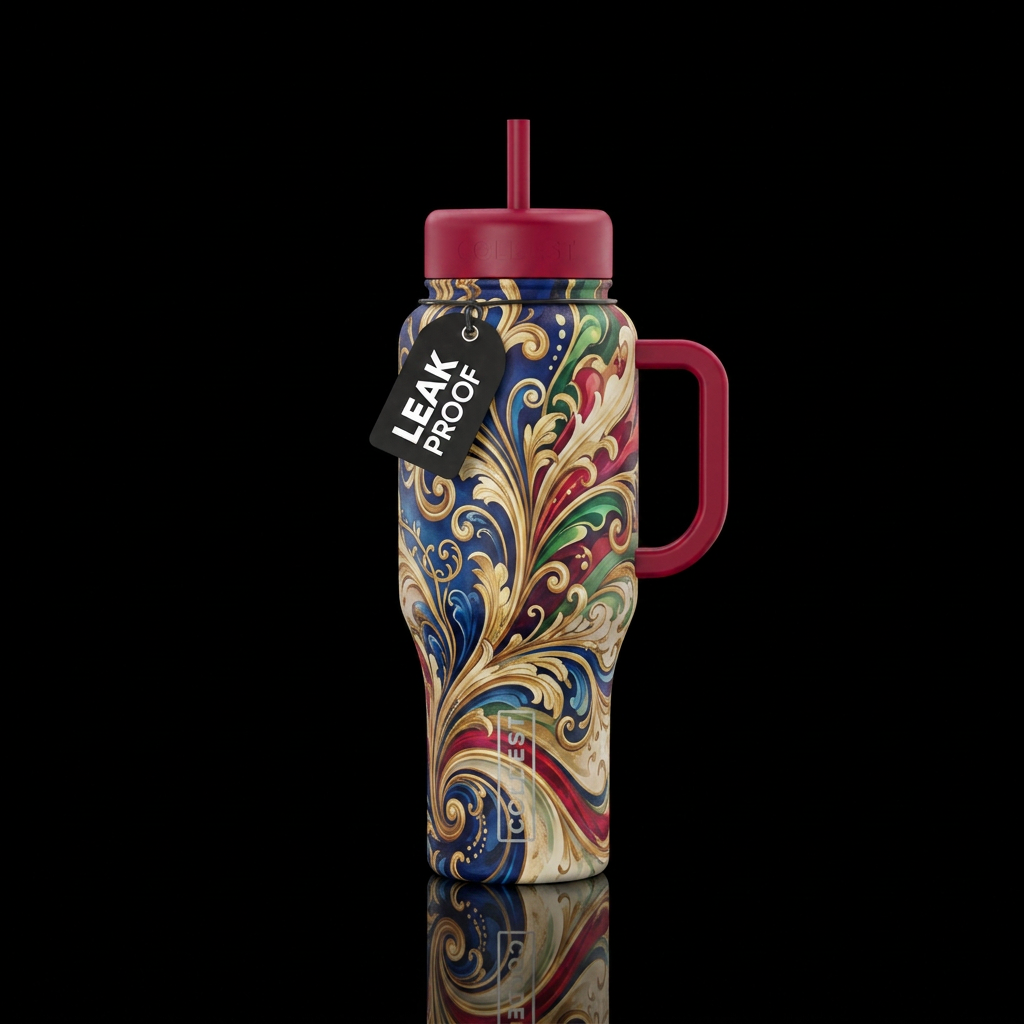 rococo, abstract, explosive water bottle design