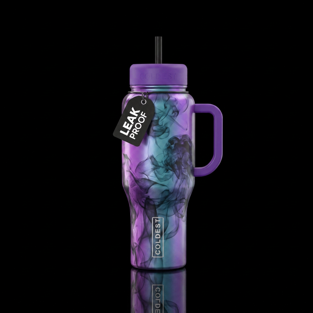 duochrome, smoke, stylistic water bottle design