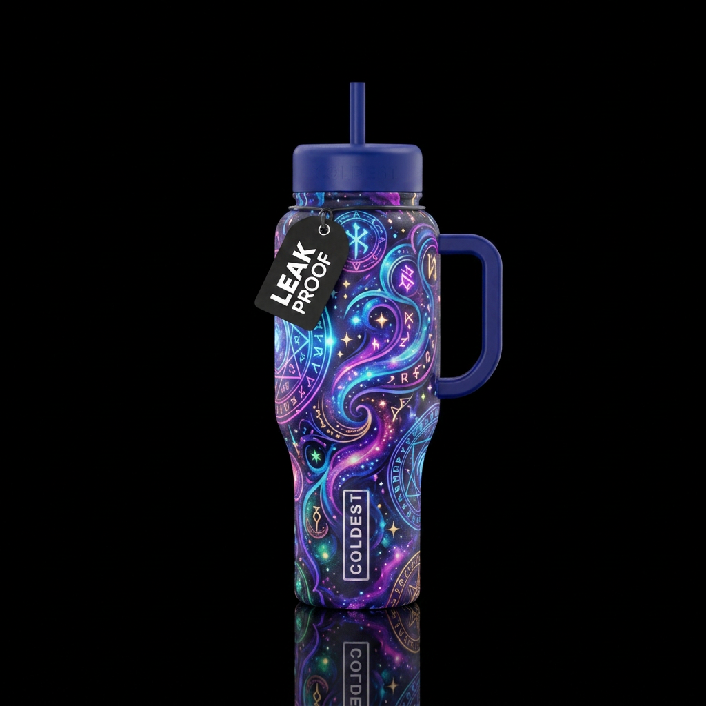 vibrant, magical, seamless, magic water bottle design