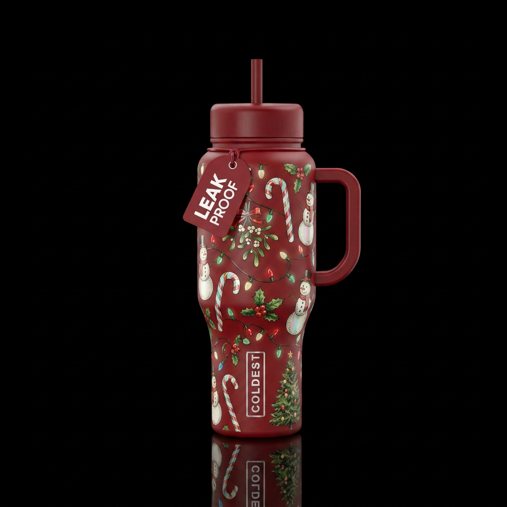 Vintage Holiday water bottle design