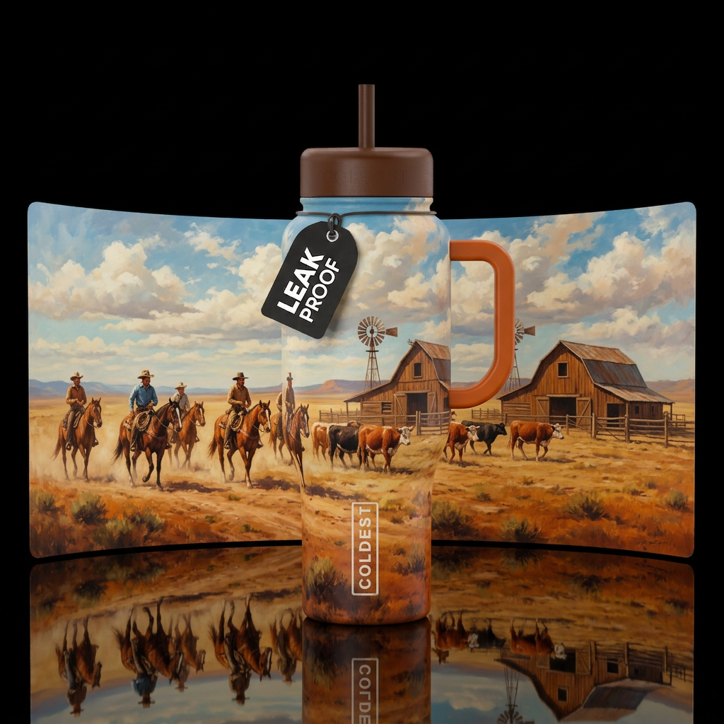 cowboy ranch life water bottle design