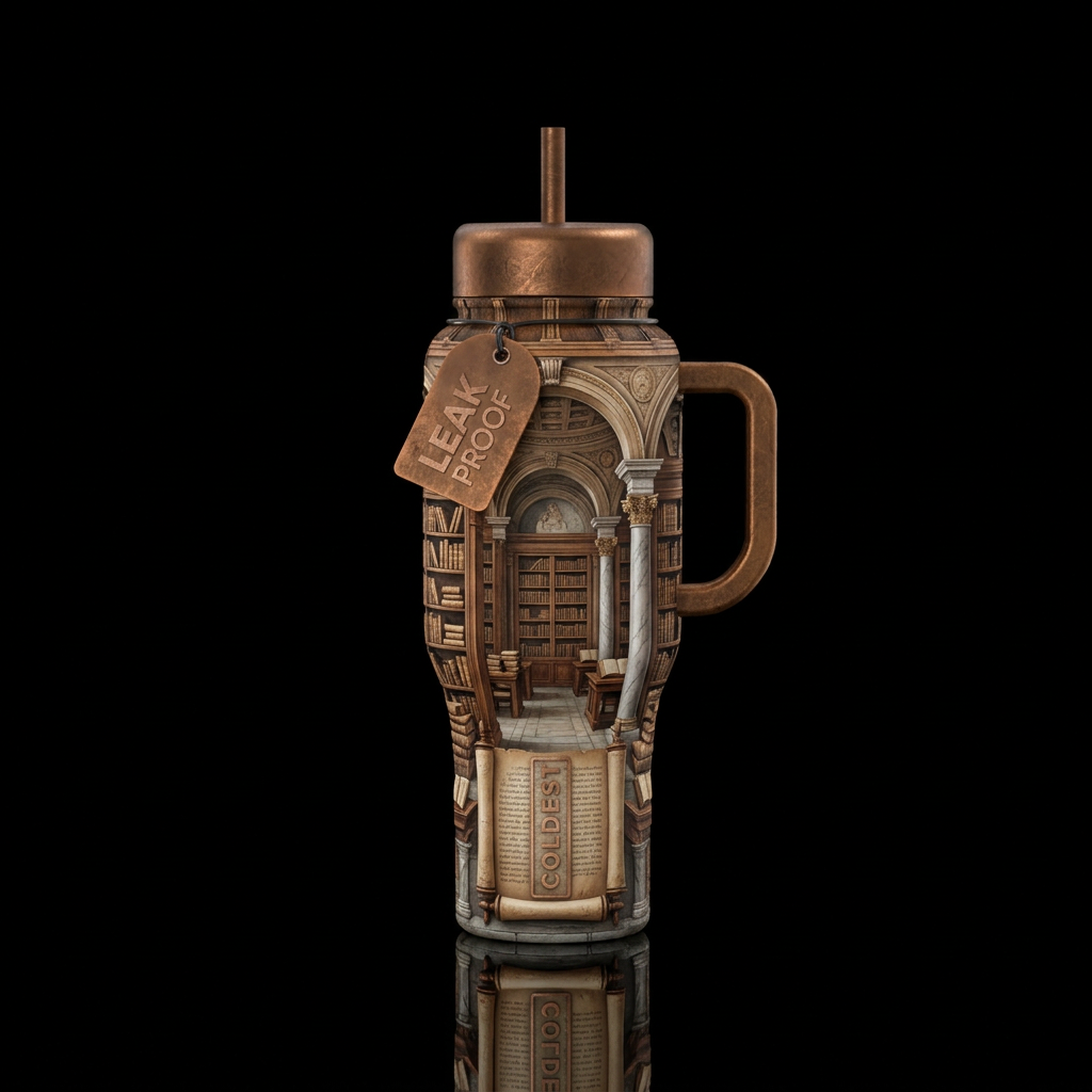 library at alexandrey water bottle design