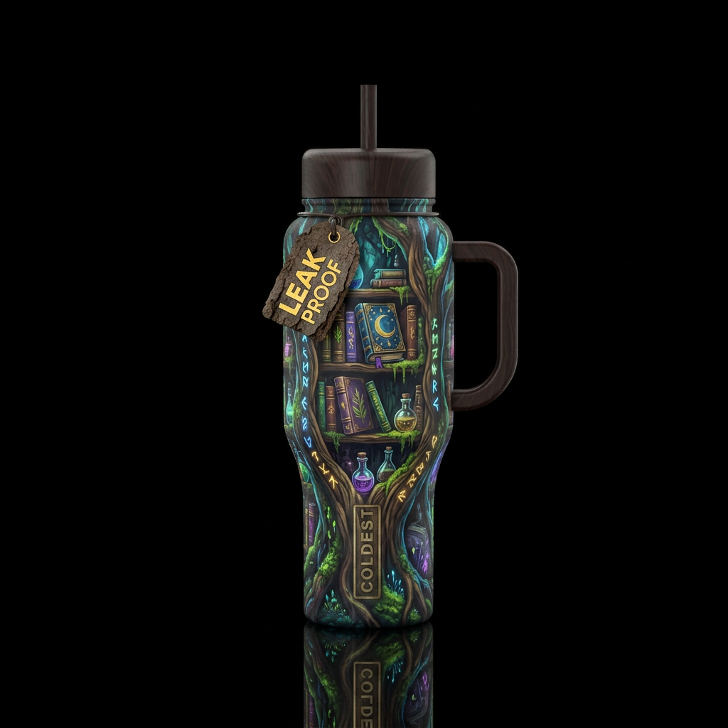 druids library water bottle design