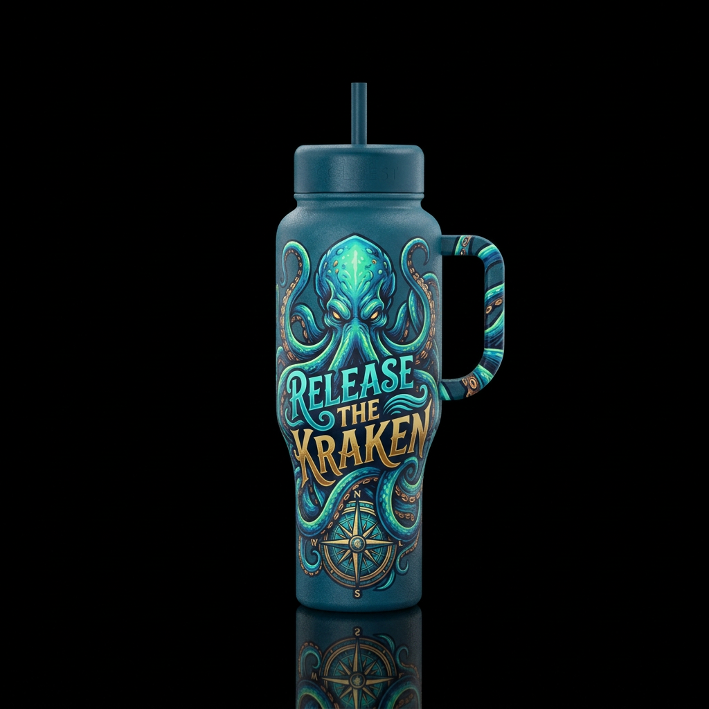 release the kraken water bottle design