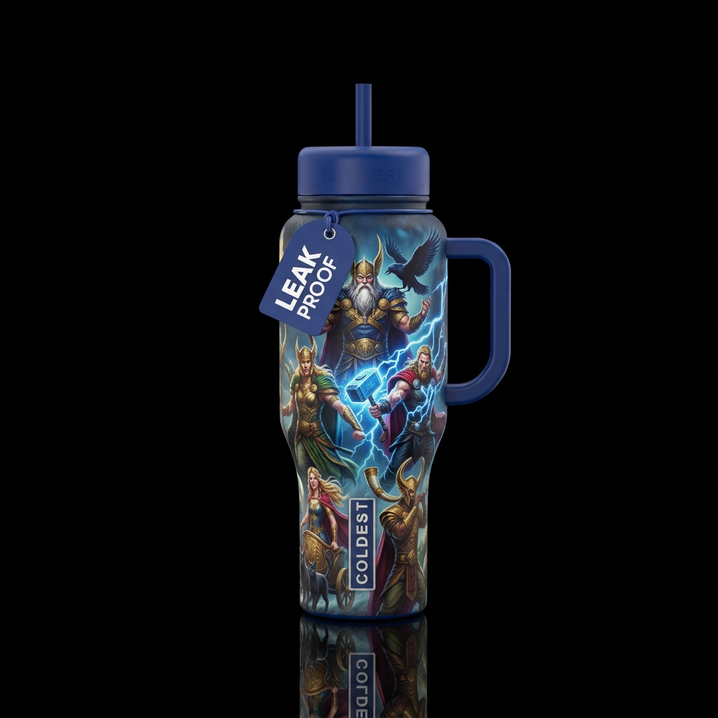 norse deities water bottle design