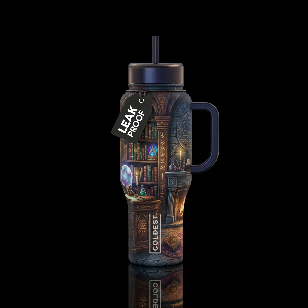 master wizard’s library water bottle design
