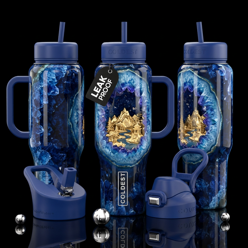 Please show front and back of cup blue sapphire ge... water bottle design
