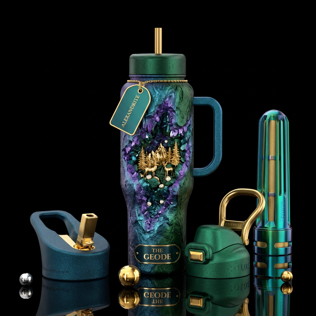 Please show front and back of cup alexandrite geod... water bottle design