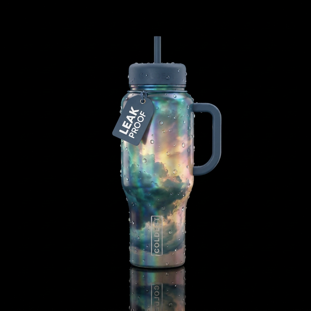 realistic, calming, after the storm water bottle design
