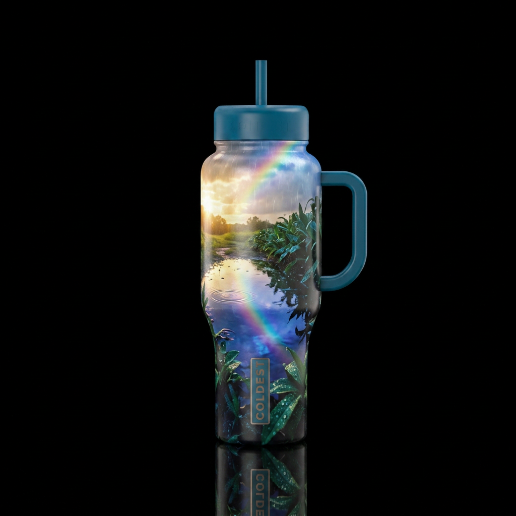 realistic, calming, after the storm water bottle design