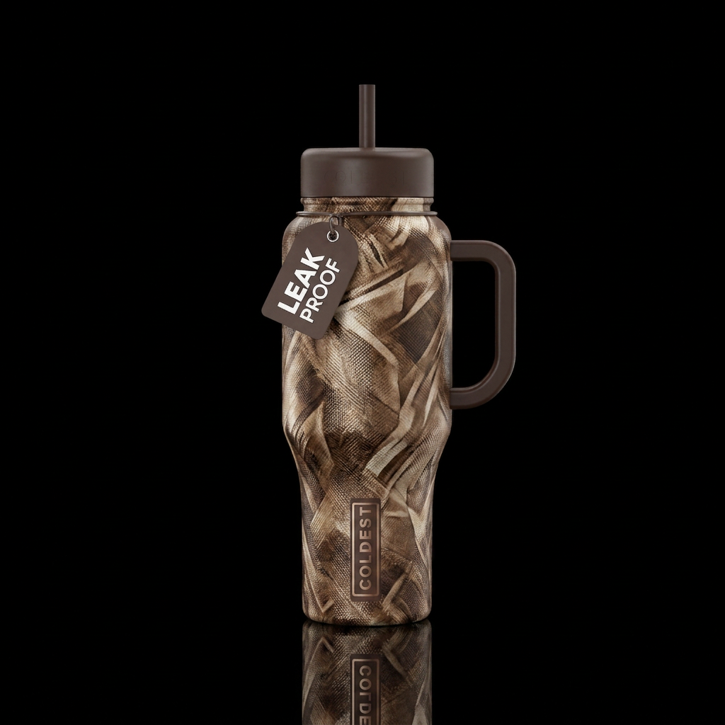 Abstract, brown, tan, cream,masculine water bottle design