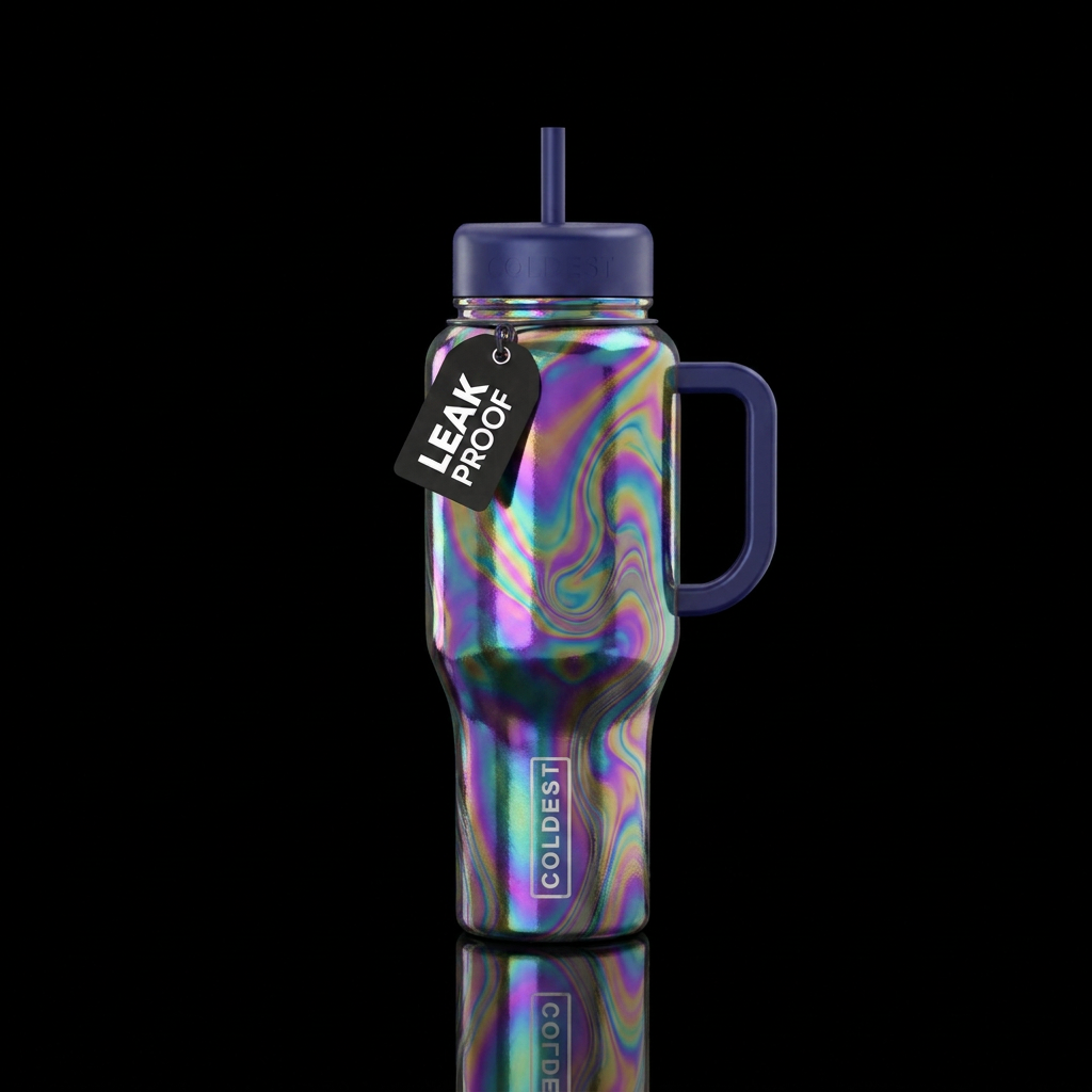 Oil slick water bottle design