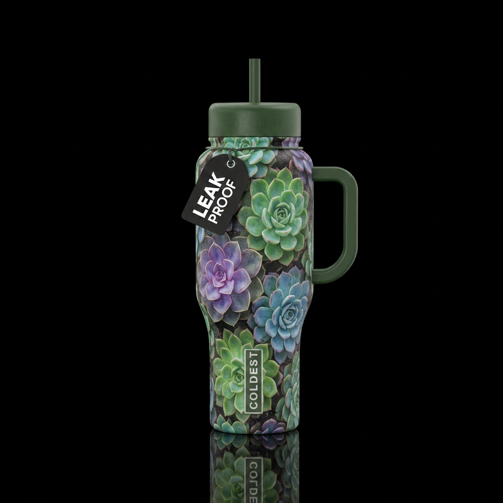 Succulents water bottle design