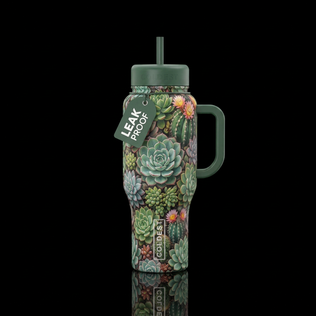 Succulents, artwork water bottle design