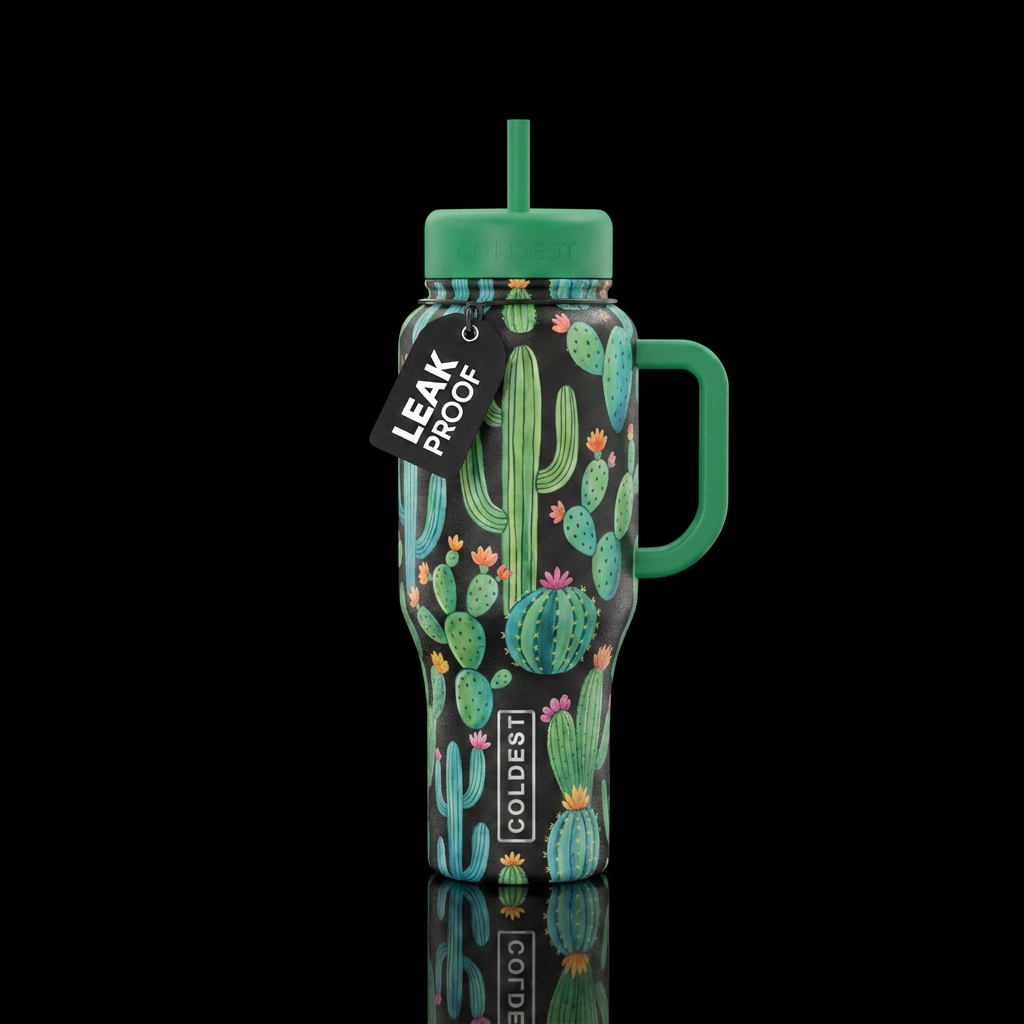 Cacti water bottle design