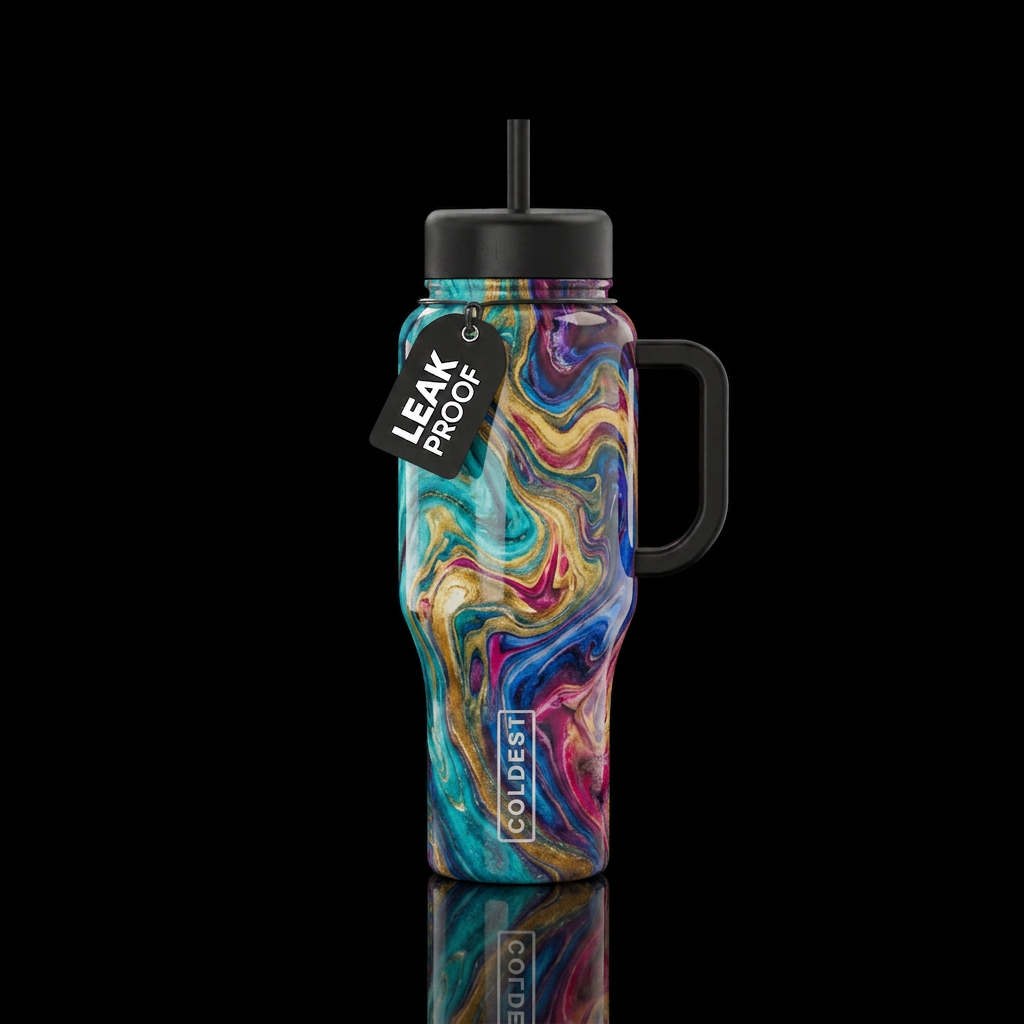 Marble painting water bottle design