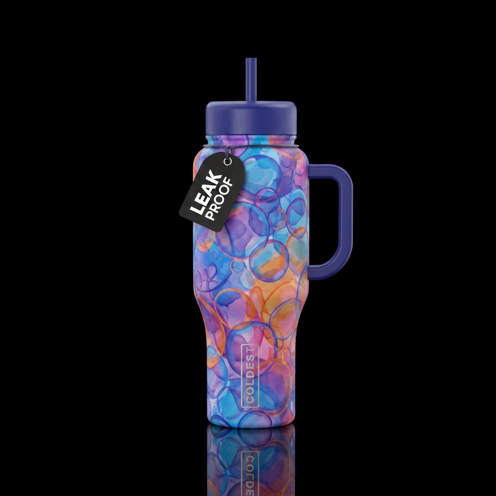 Bubble painting water bottle design