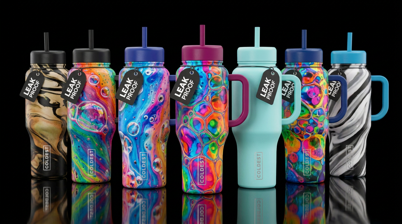 Bubble painting water bottle design