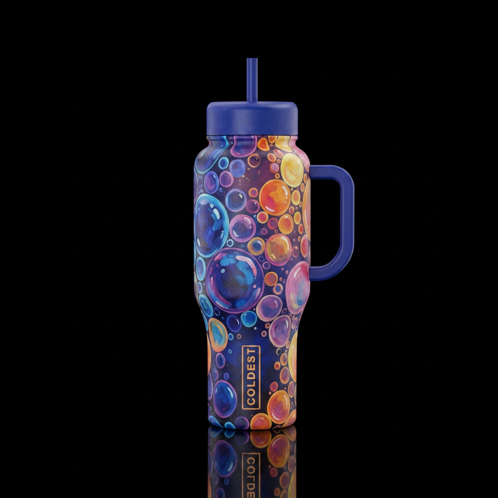 Bubble painting water bottle design