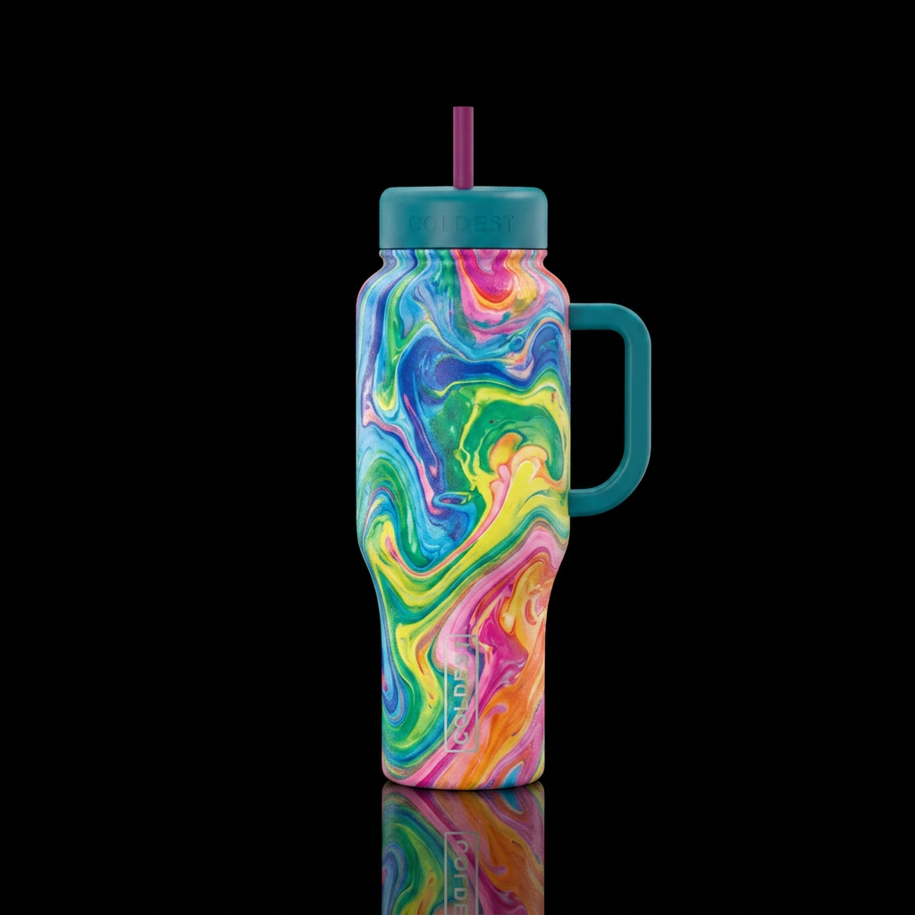 Kids marblepainting water bottle design