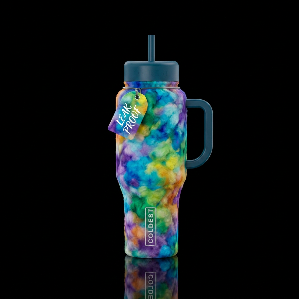 Cotton ball painting water bottle design