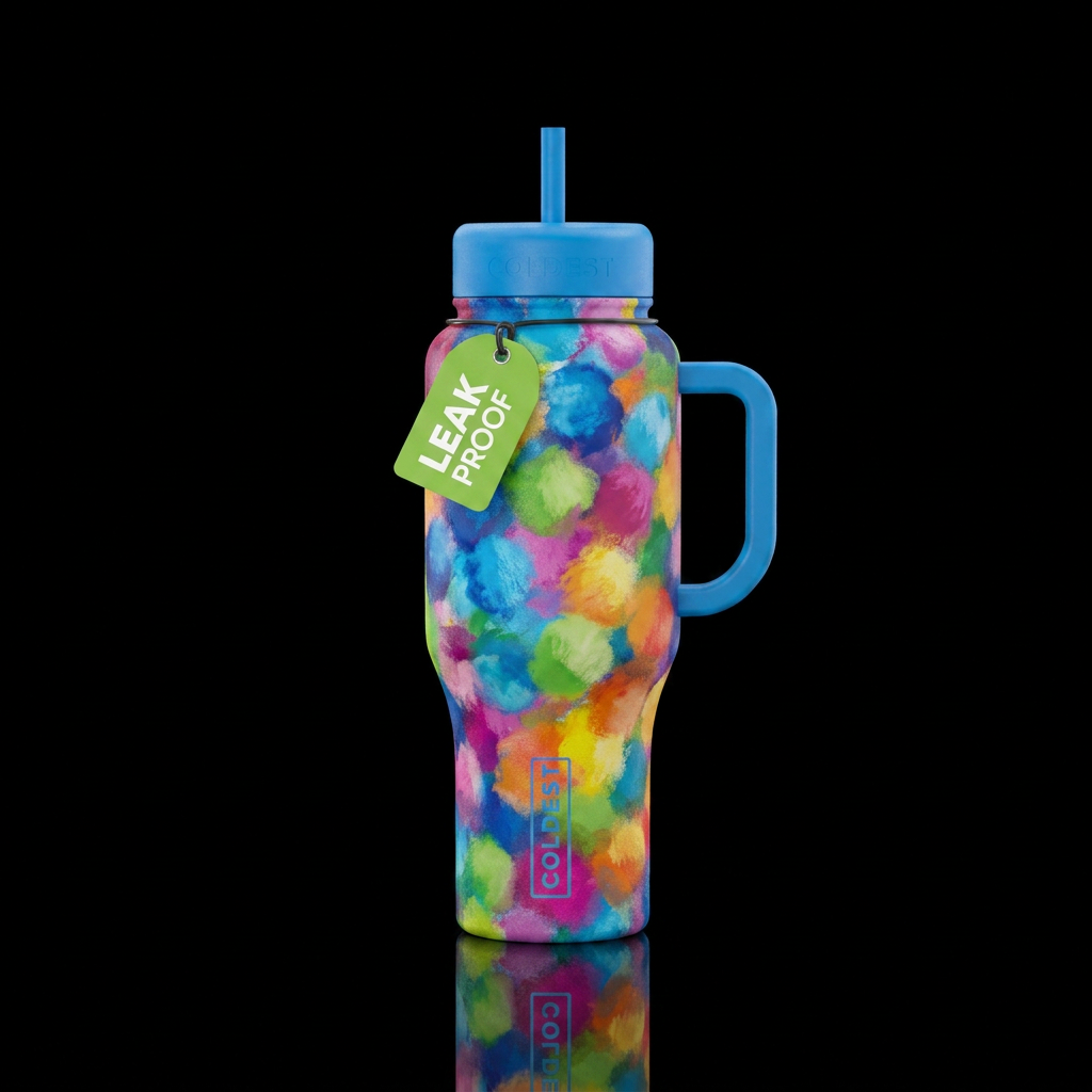 Cotton ball painting water bottle design