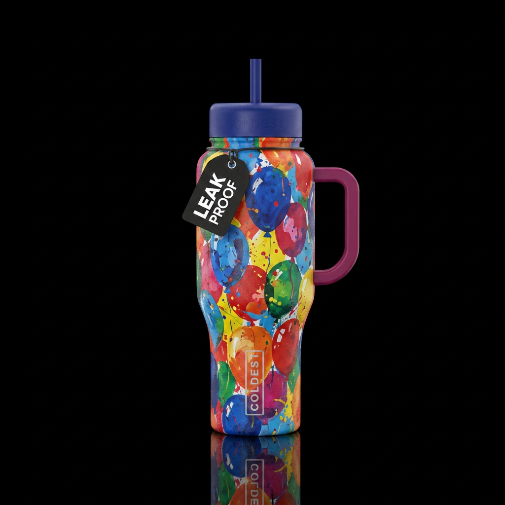 Balloon painting water bottle design