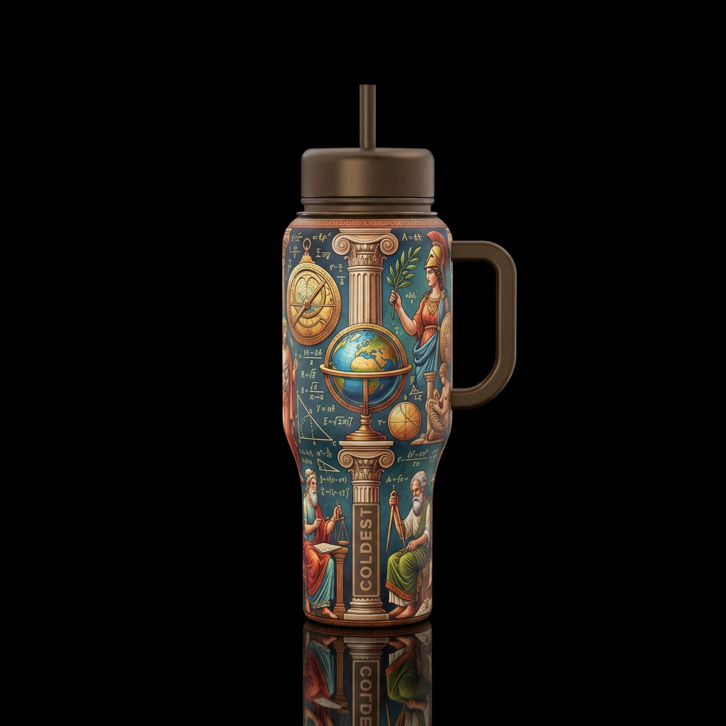Old, scientific, ancient,  Greek, artistic water bottle design