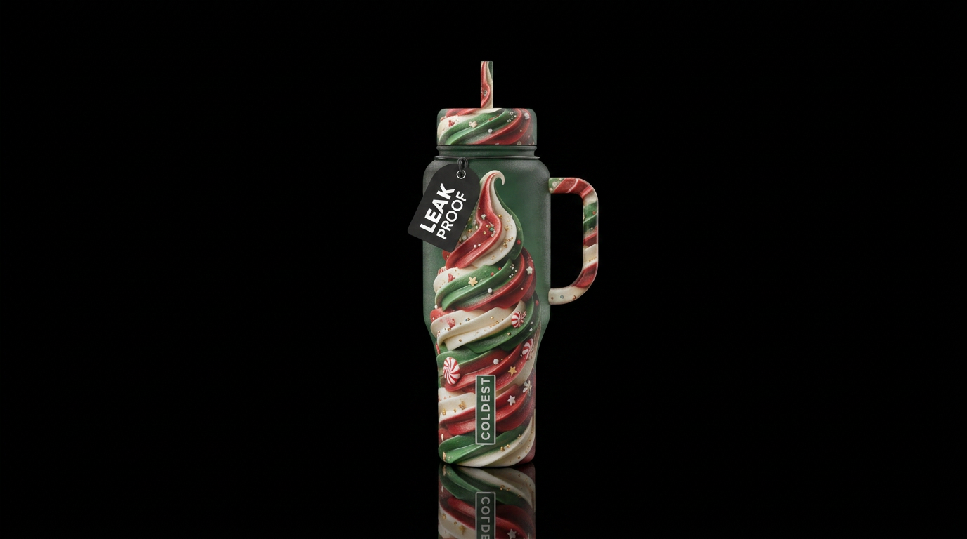 Make a Christmas tree from swirled soft serve and ... water bottle design