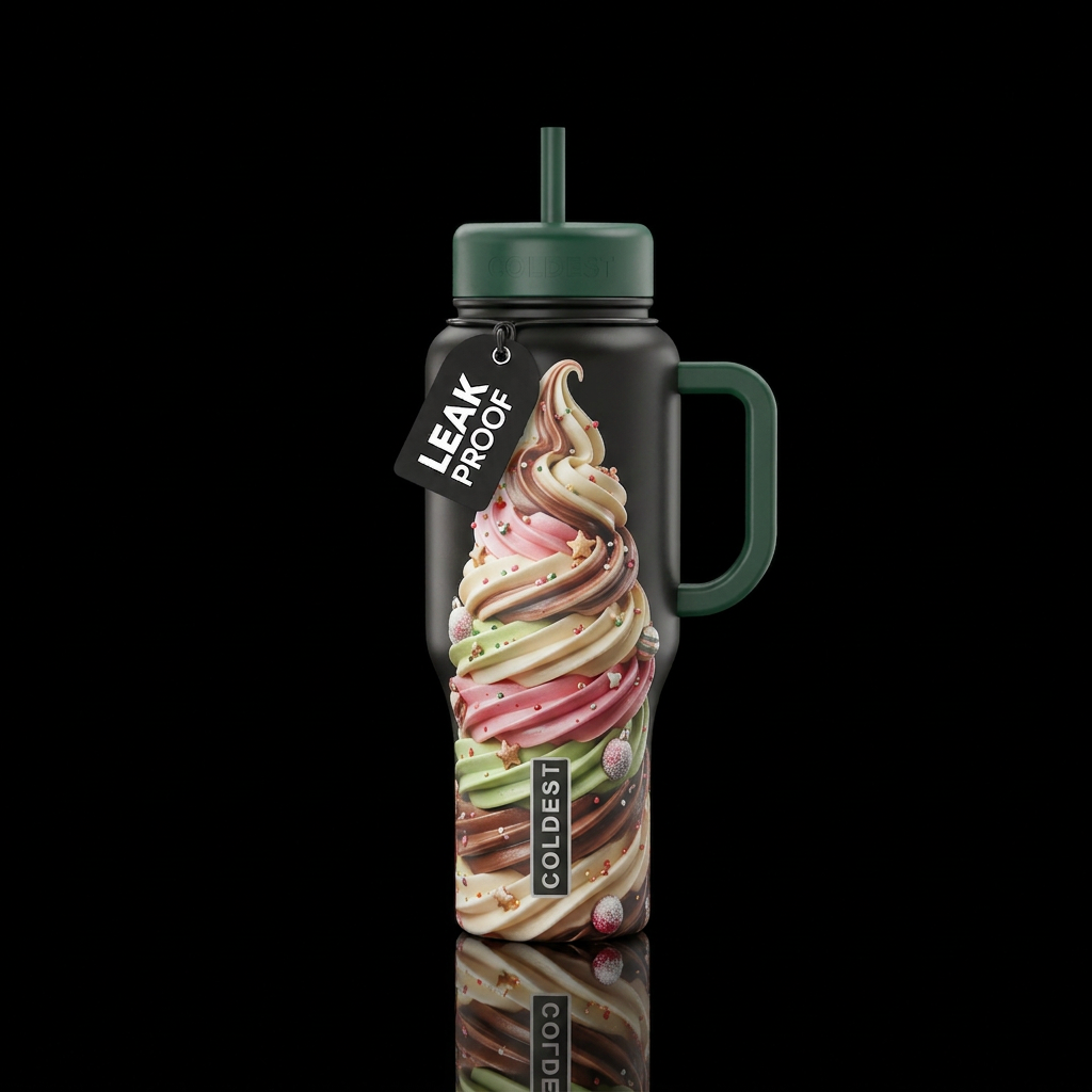 Make a Christmas tree from swirled soft serve and ... water bottle design