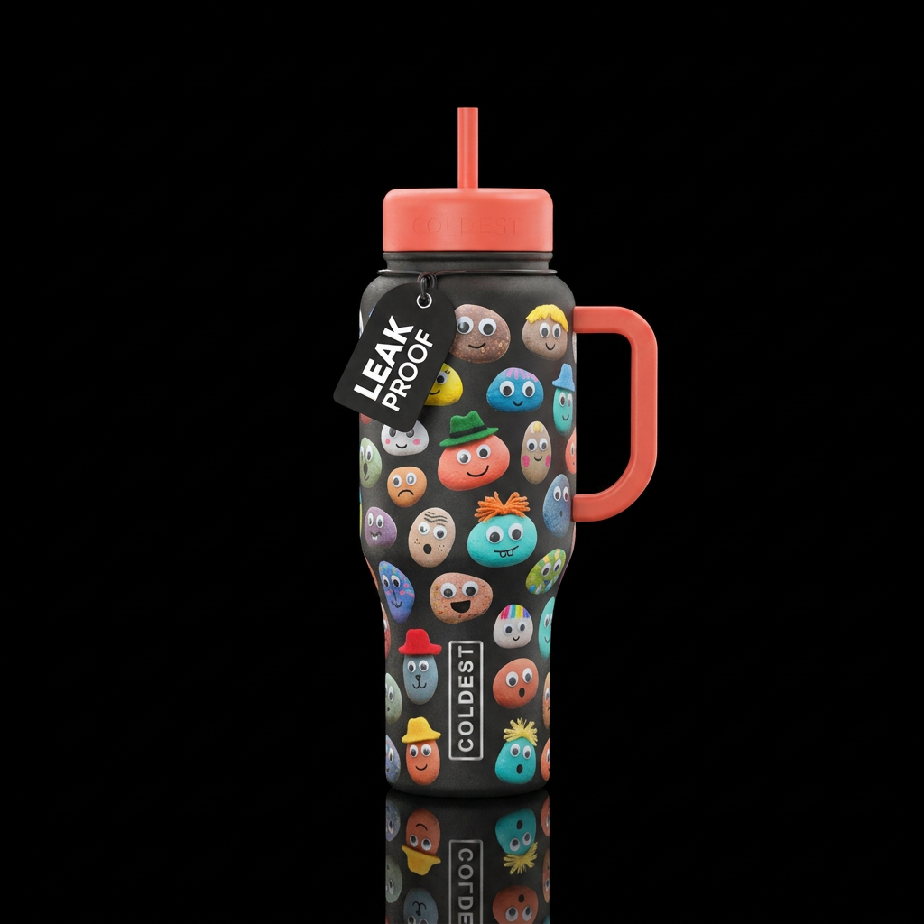 Pet rocks water bottle design