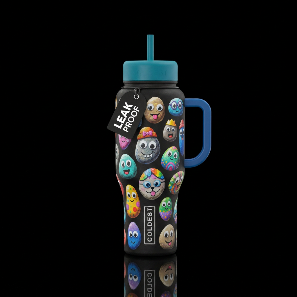 Pet rocks water bottle design