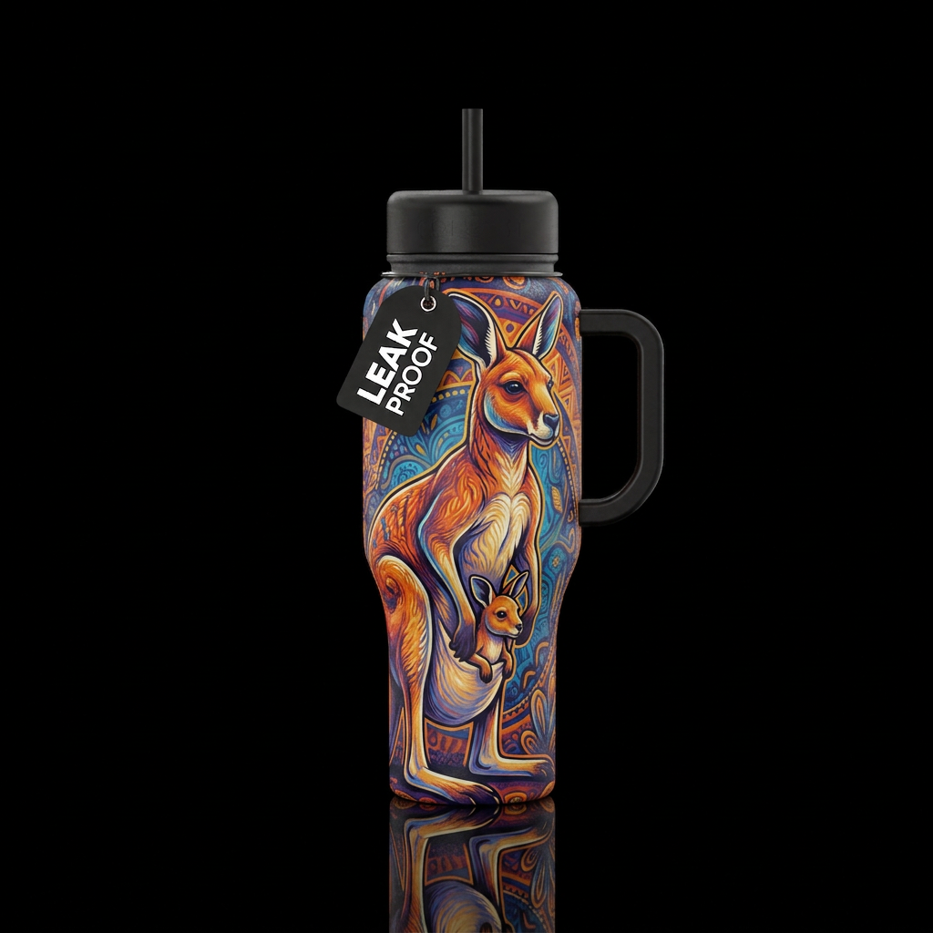 Kangaroo with a roo water bottle design