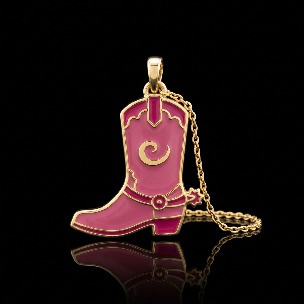 Pink cowboy boot water bottle design