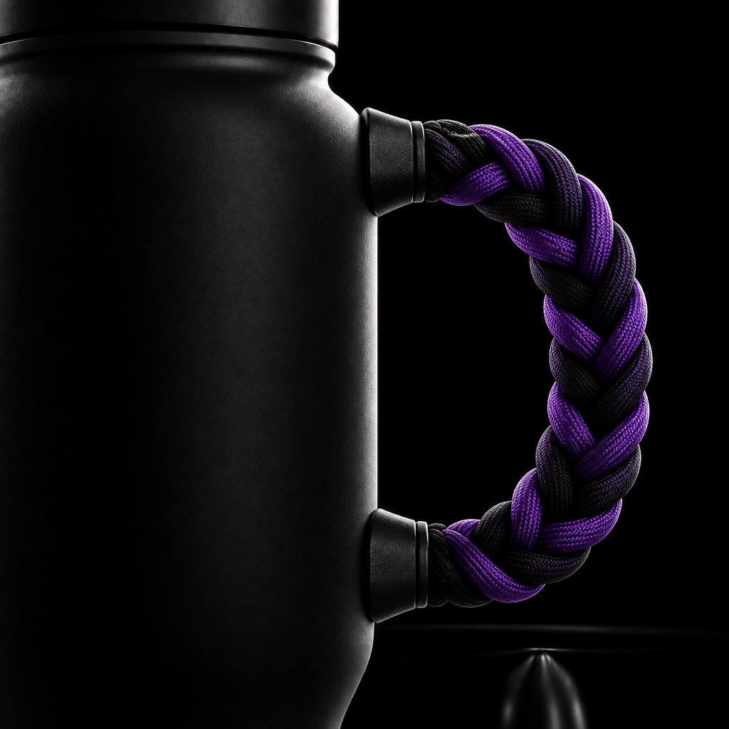 Purple/black twisted braids water bottle design