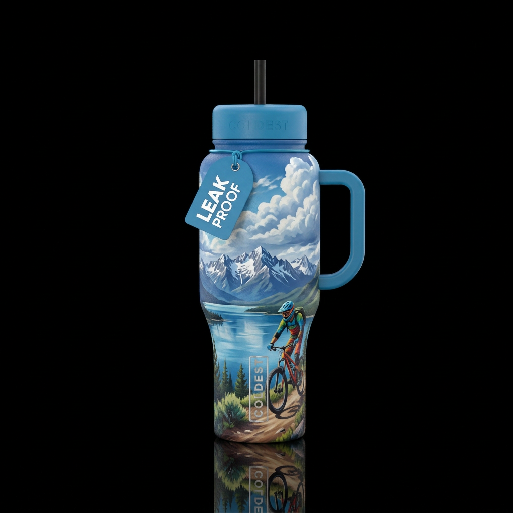 lake tahoe mountain biking beautiful clouds scenic water bottle design